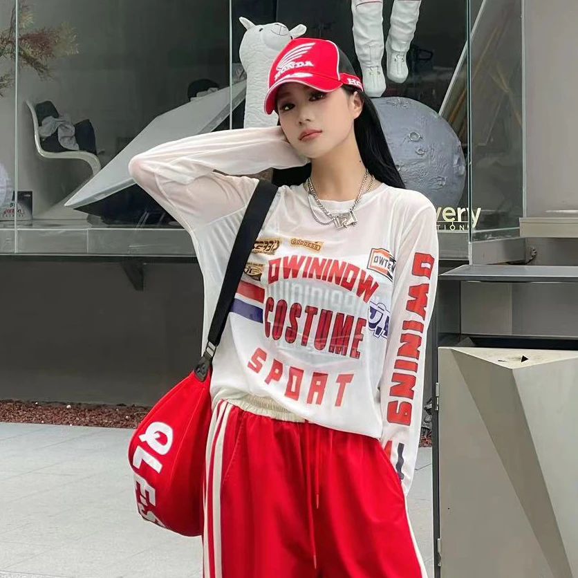 设计感网纱长袖T恤女遮阳防晒凉感透气轻薄夏季上衣52230106