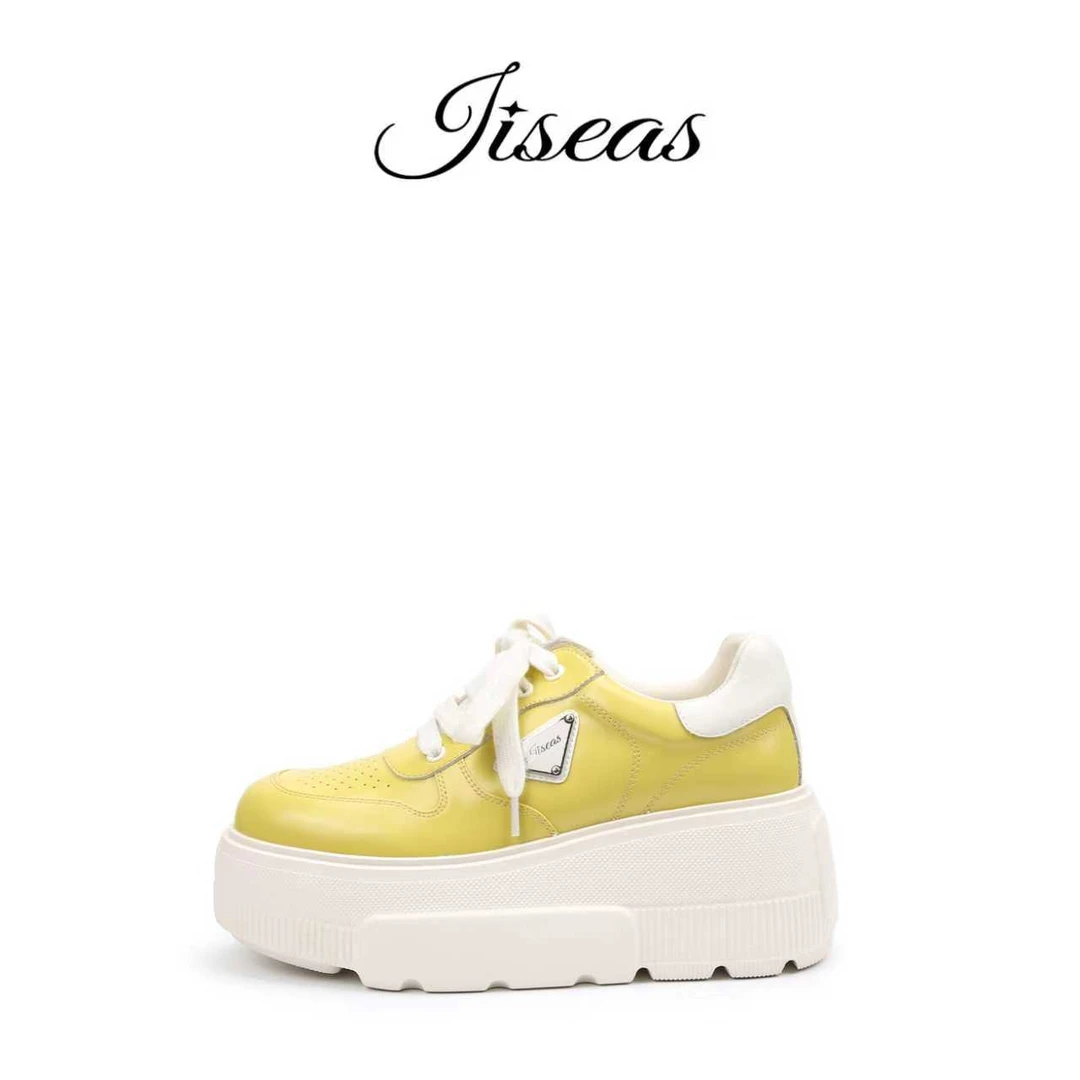 JISEAS/捷熙厚底运动鞋2025新款真皮时尚百搭休闲鞋15A3003..