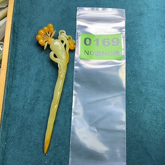 蛇纹石玉发簪未镶嵌尘****