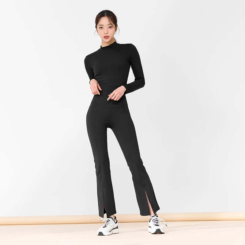 XEXYMIX杰克茜女XELLA前开叉紧身高腰线条微喇瑜伽裤XWFLG03H310