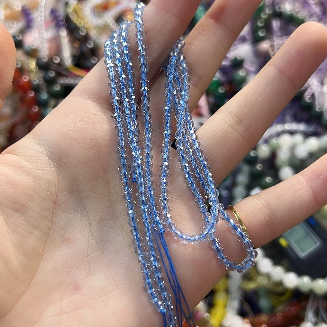 玛瑙/玉髓合金珠宝半成品蓝水晶。卡3。两条