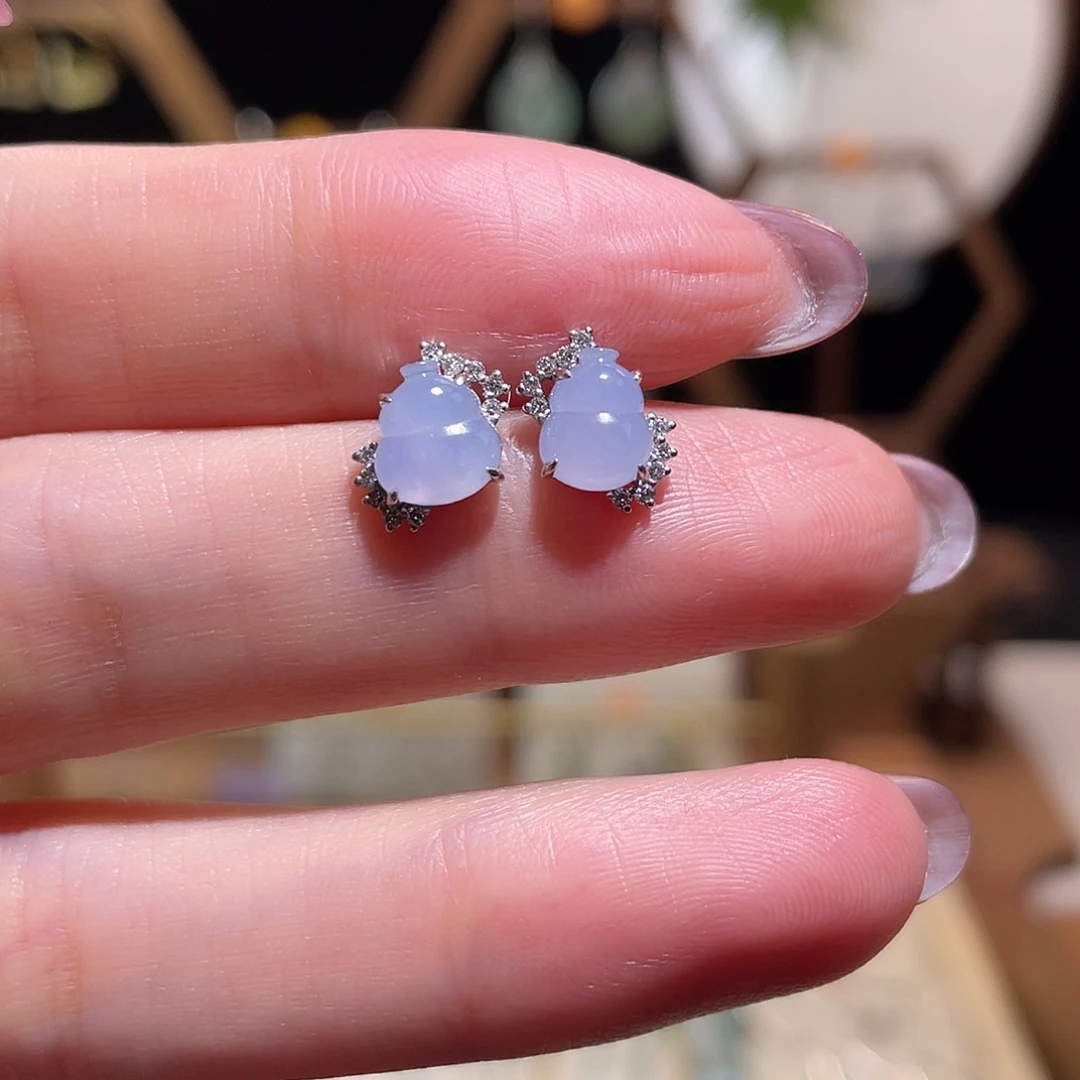 翡翠18K金镶嵌耳饰