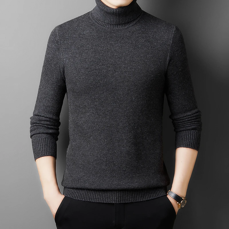 100山羊绒男士秋冬特厚款560克高领针织长袖舒适保暖羊绒打底衫