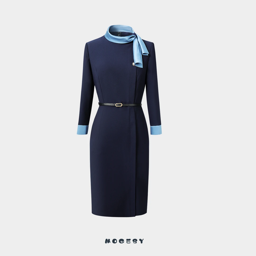 职业连衣裙气质女七分袖时尚修身酒店前台珠宝店售楼部工作服高端