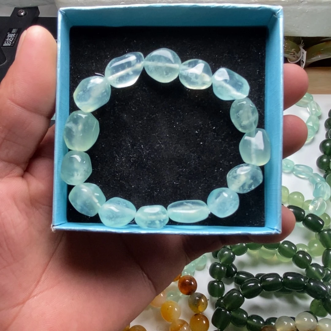 未镶嵌蛇纹石玉手链新疆天青冻随型手串