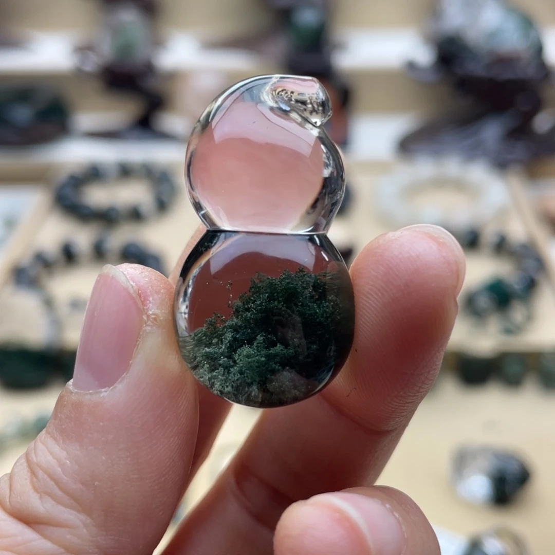 颈饰未镶嵌水晶绿幽灵聚宝盆葫芦