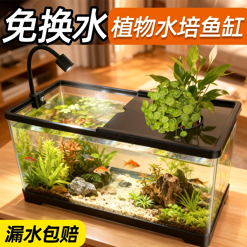 鱼缸客厅2025新款小鱼缸小型龟缸生态亚克力水族箱免打理家用桌面