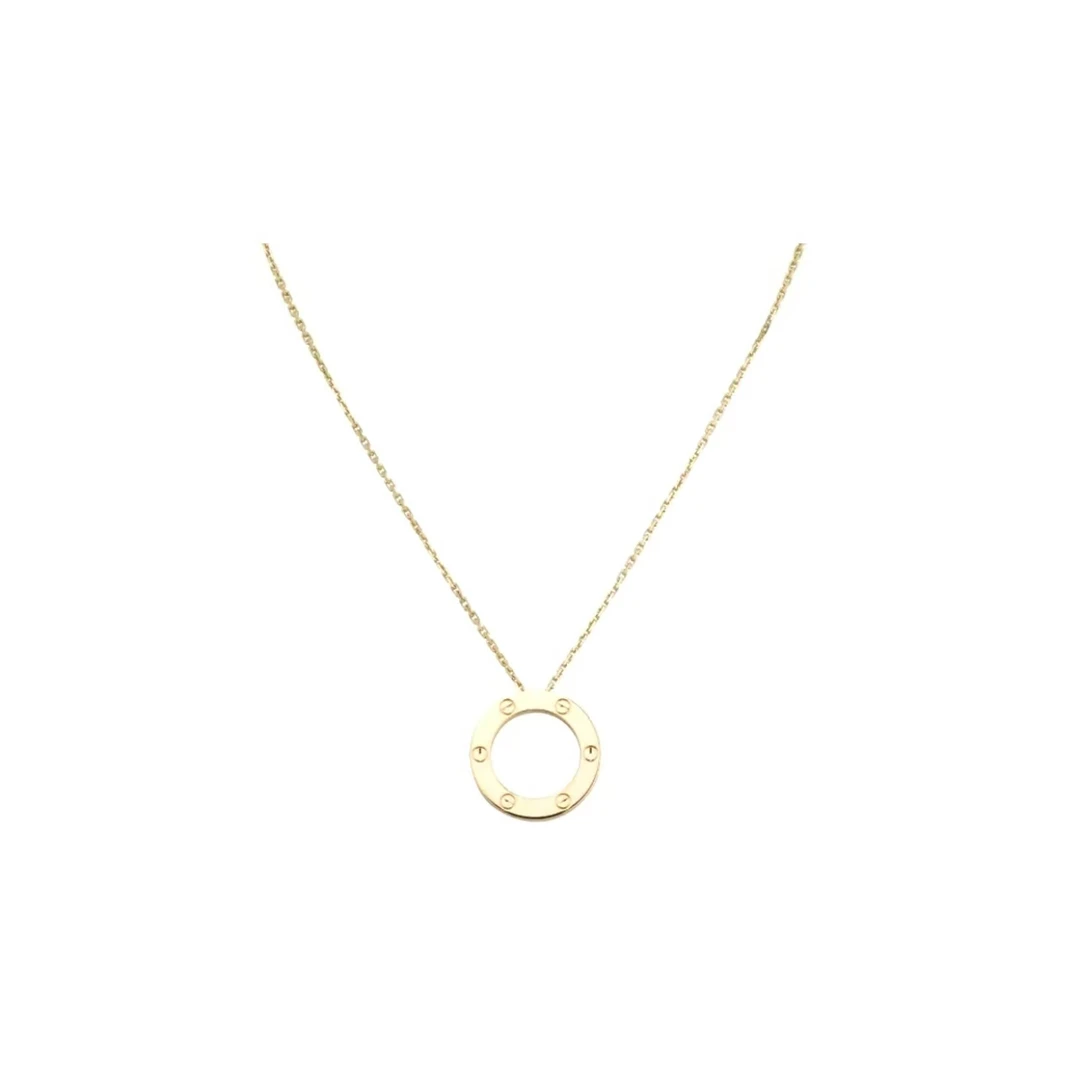 99新 Cartier/卡地亚 LOVE系列黄金大圆饼无钻项链