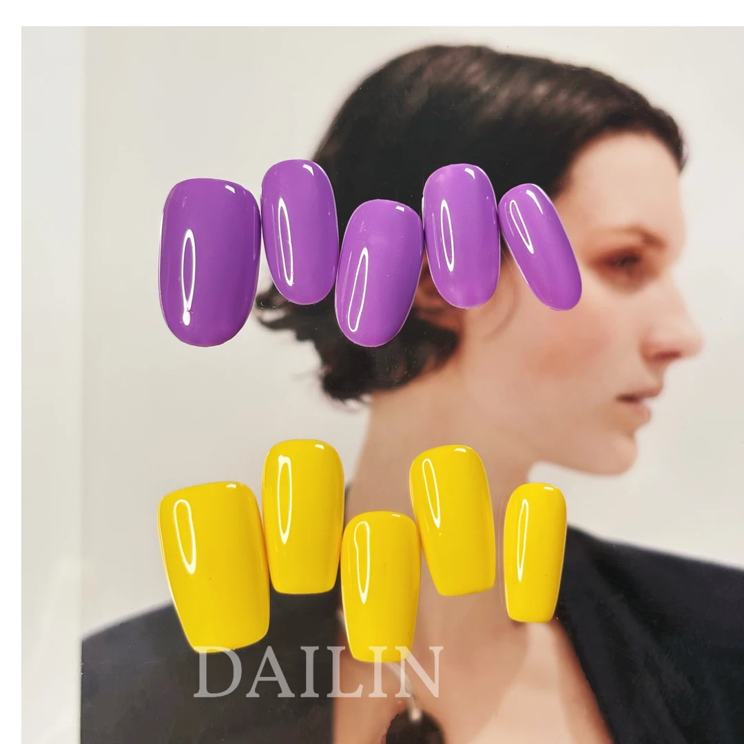 黛琳【酱子拼色】黄色紫色纯色ins小众纯手工穿戴甲可拆卸
