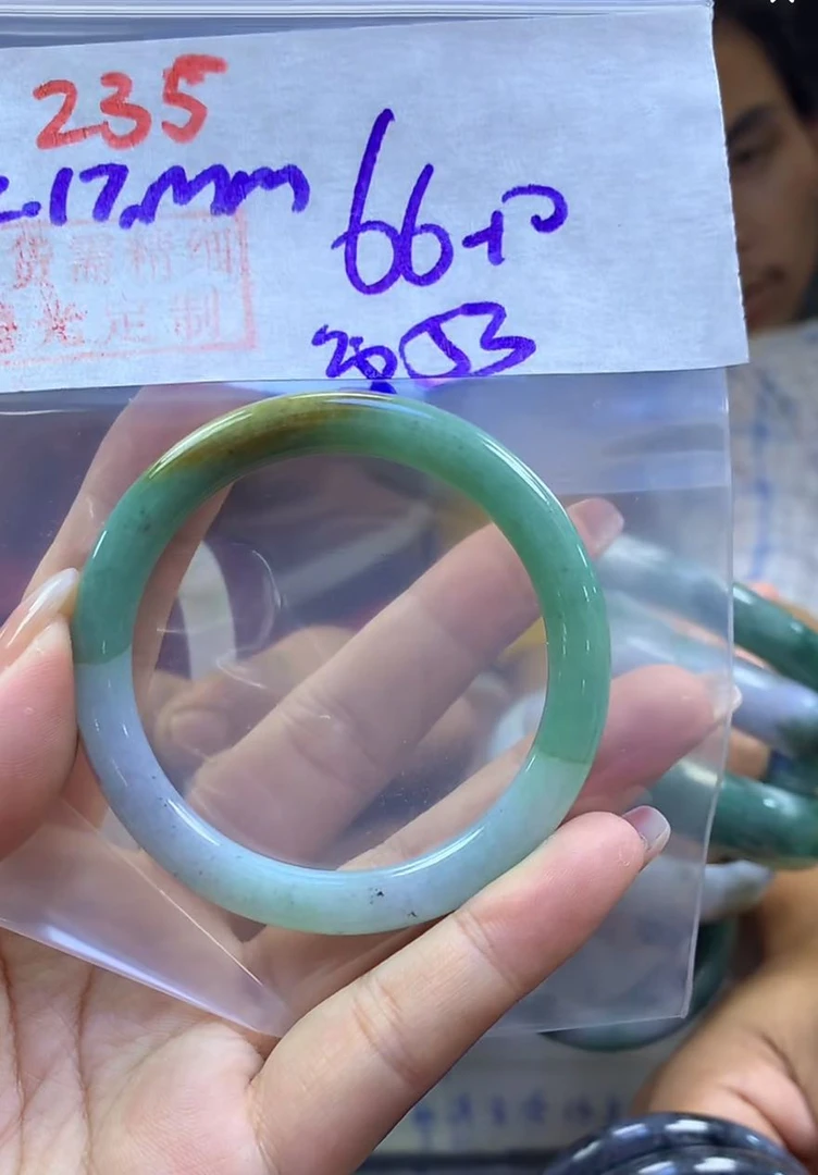 定制翡翠未镶嵌毛货235手镯53纹+66元+拍一发一