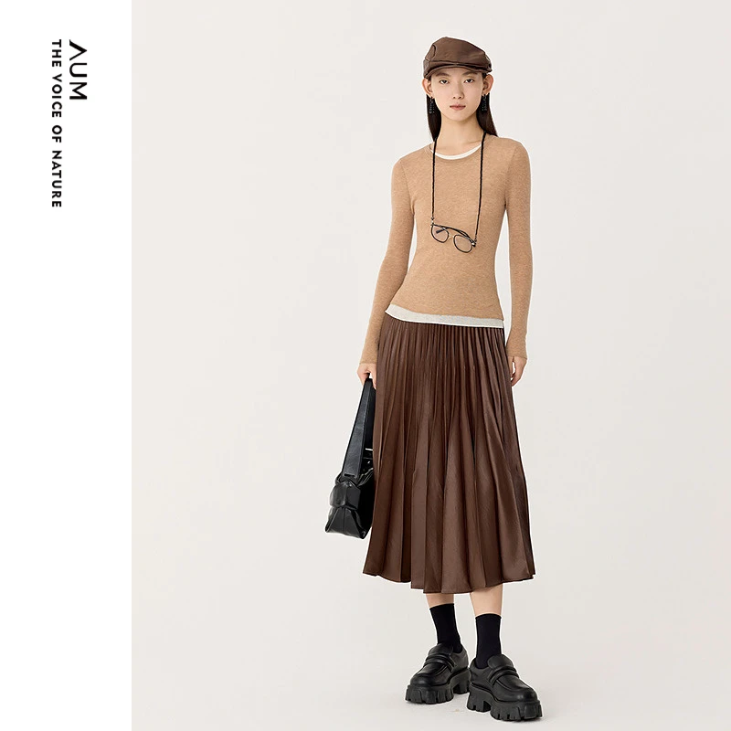 【达人专享】AUM/噢姆圆领显瘦针织上衣M1EG1S32M