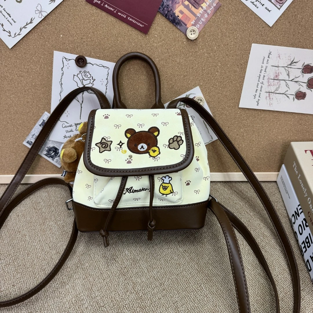 泡泡奶沫轻松熊蝴蝶结波点小双肩