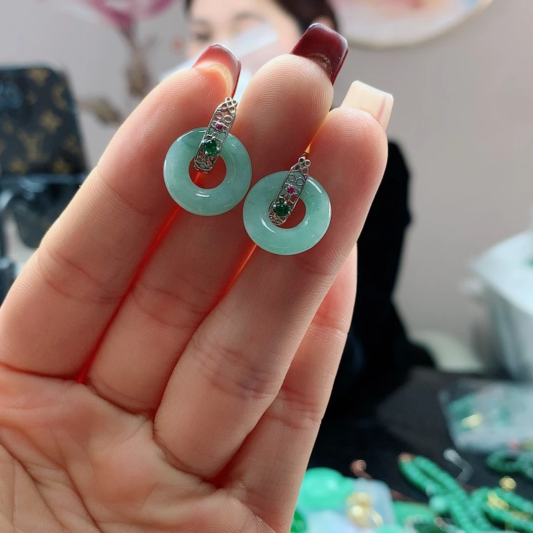 【闪购商品】翡翠耳饰银S925镶嵌，