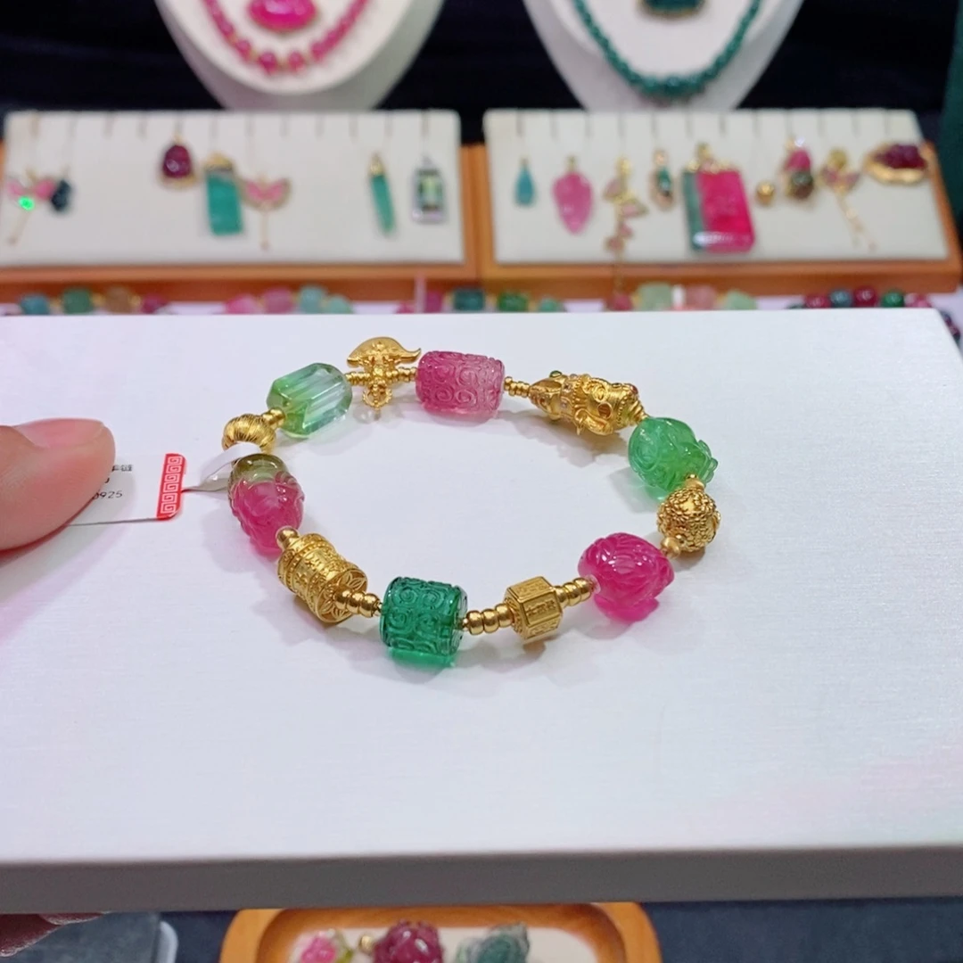 18K金镶嵌单圈手链m碧玺多宝