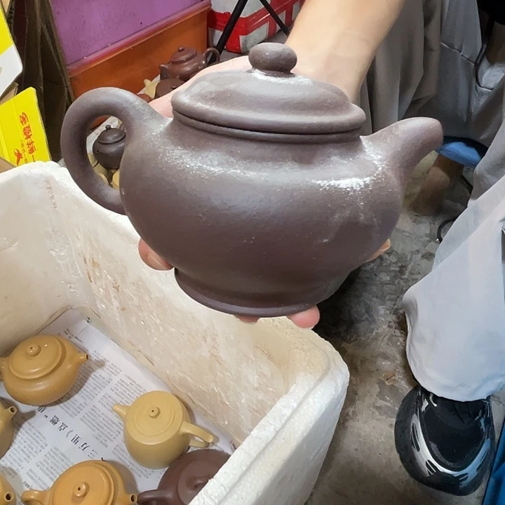 茶壶紫砂粗砂天青。大掇只 暇
