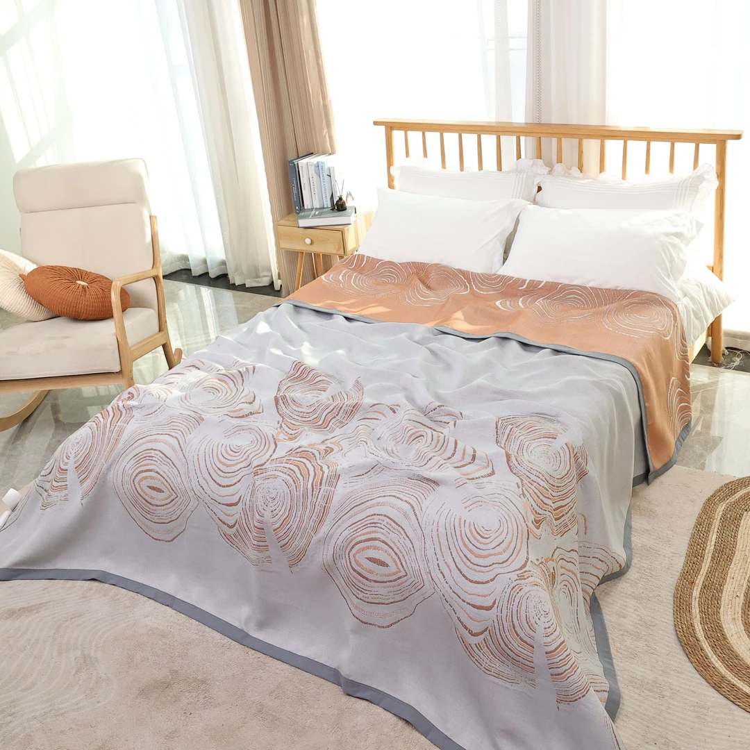 新年轮纹路高端定制床盖230*250亲肤柔软