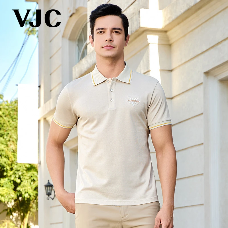 VJC/威杰思2025春夏新款男装时尚通勤刺绣POLO衫商务B24BA1063