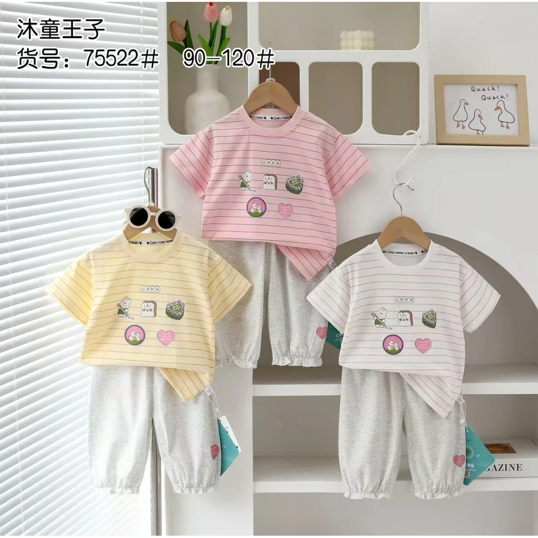 夏季卡通短袖短裤套装75522
