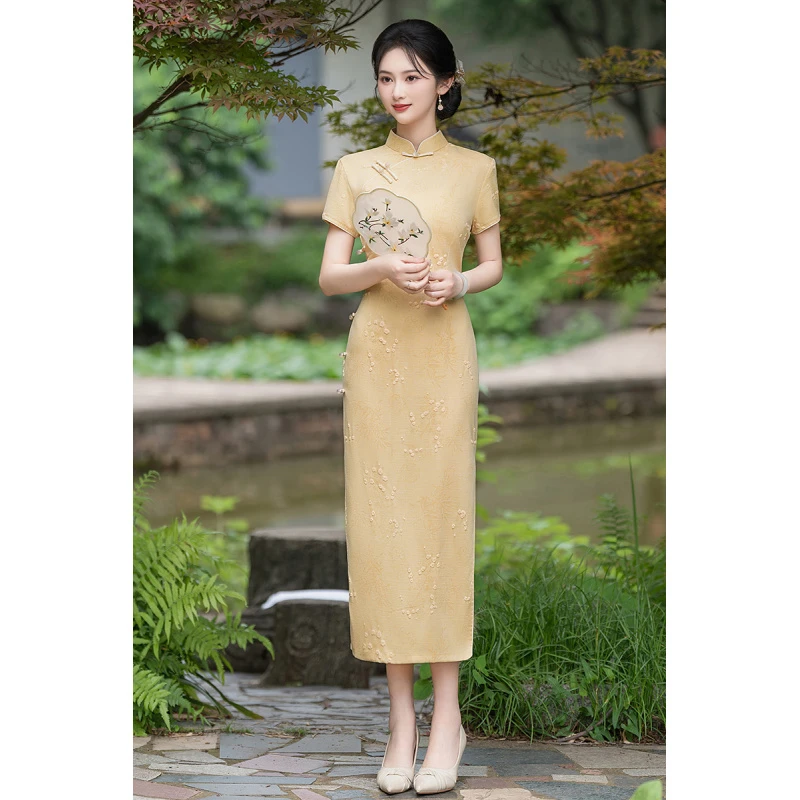 A102731,夏季新款中式复古风气质优雅修身显瘦日常旗袍裙