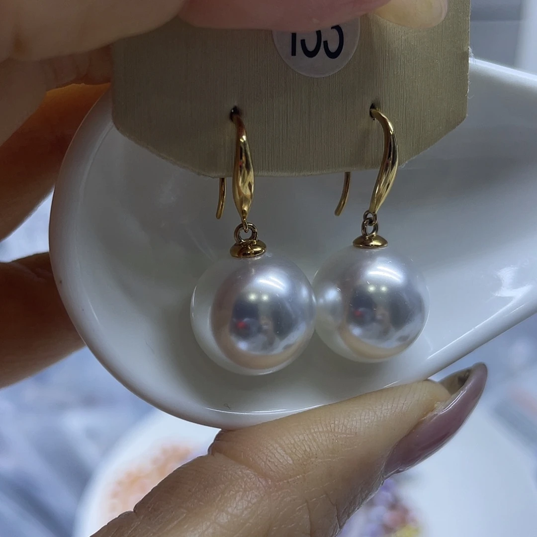 银S925镶嵌淡水珍珠耳饰