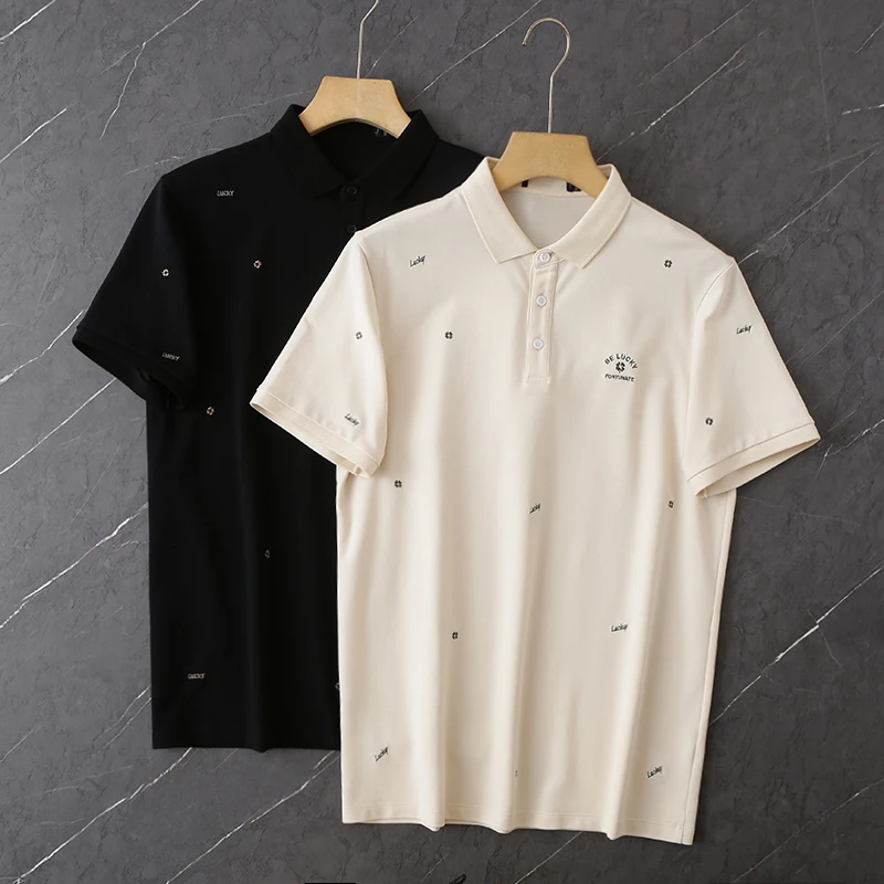 HS240剪标夏季男士翻领短袖POLO衫冰爽珠地棉刺绣时尚休闲