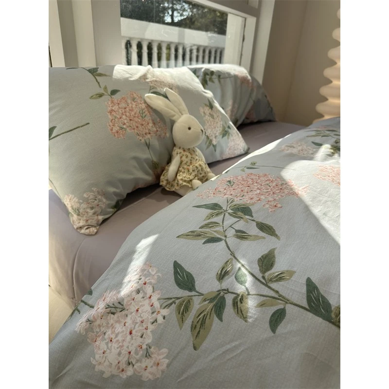 水星家纺适用素雅田园小碎花床上纯棉四件套1.5m1.8米公寓全棉床