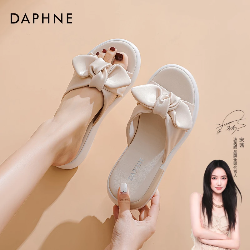 达芙妮一字拖鞋女夏外穿女鞋2023新款防水防滑休闲平底沙滩凉拖鞋