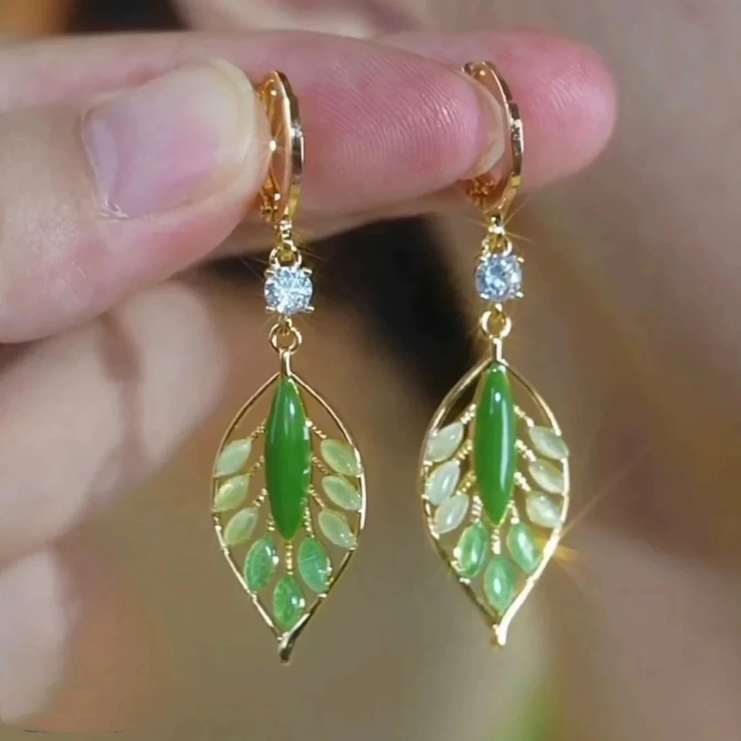 925银针耳饰 【24号】2025爆款耳饰春夏新款绿色树叶耳环