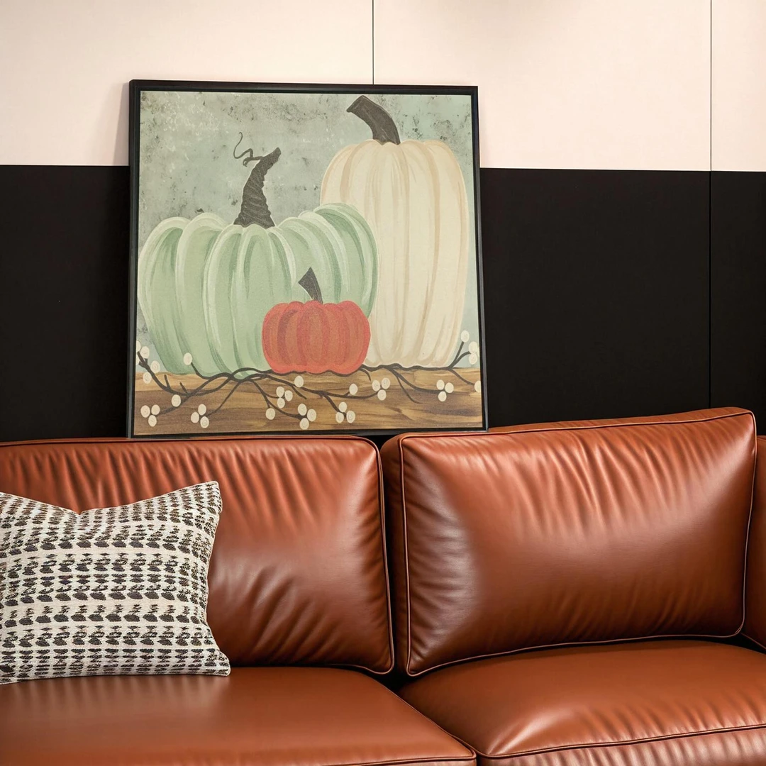 145南瓜挂画现代创意小众艺术客厅沙发背景墙装饰画餐厅画6060