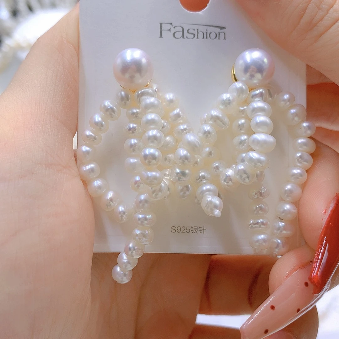 银S925镶嵌耳饰淡水珍珠
