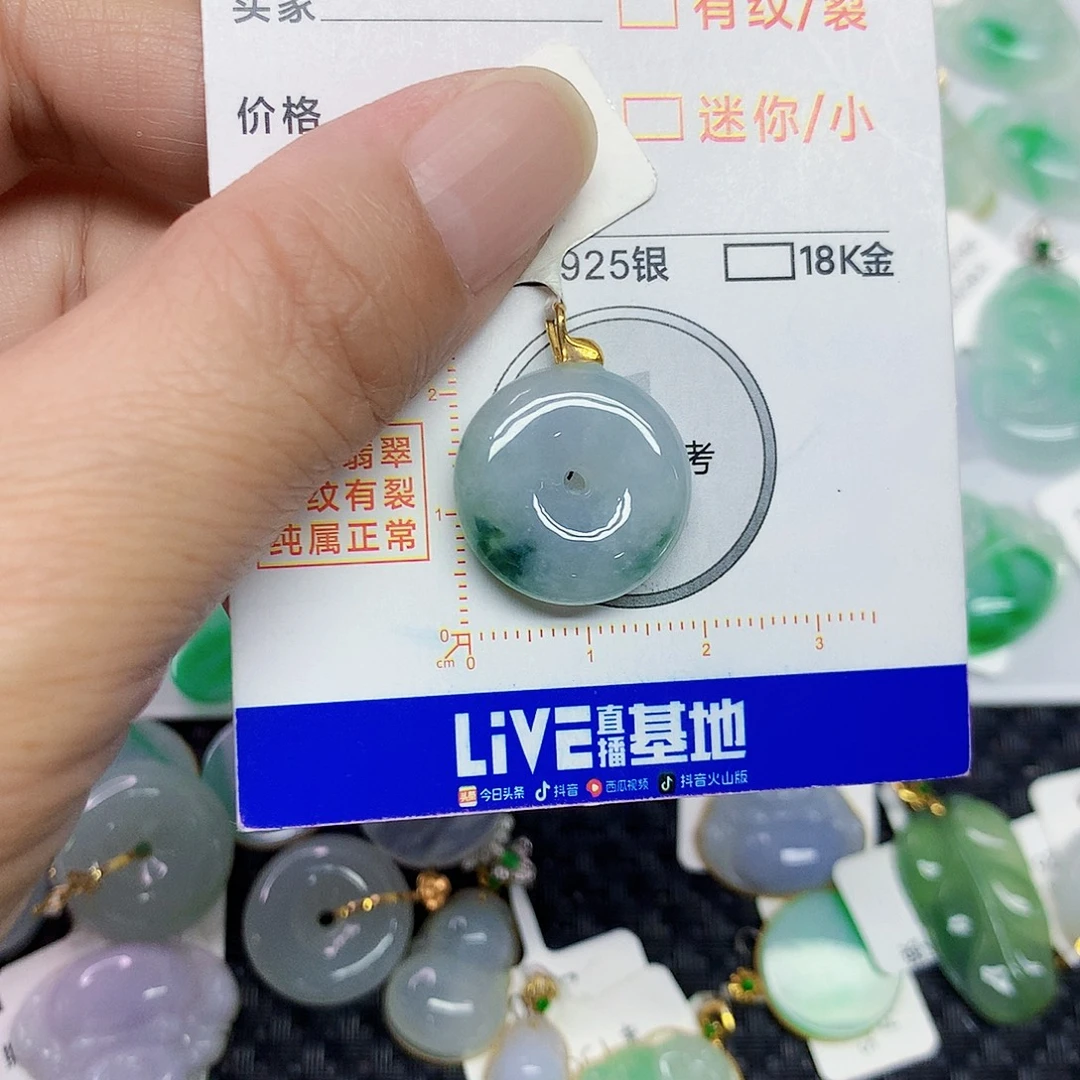 翡翠18K金镶嵌颈饰平安扣