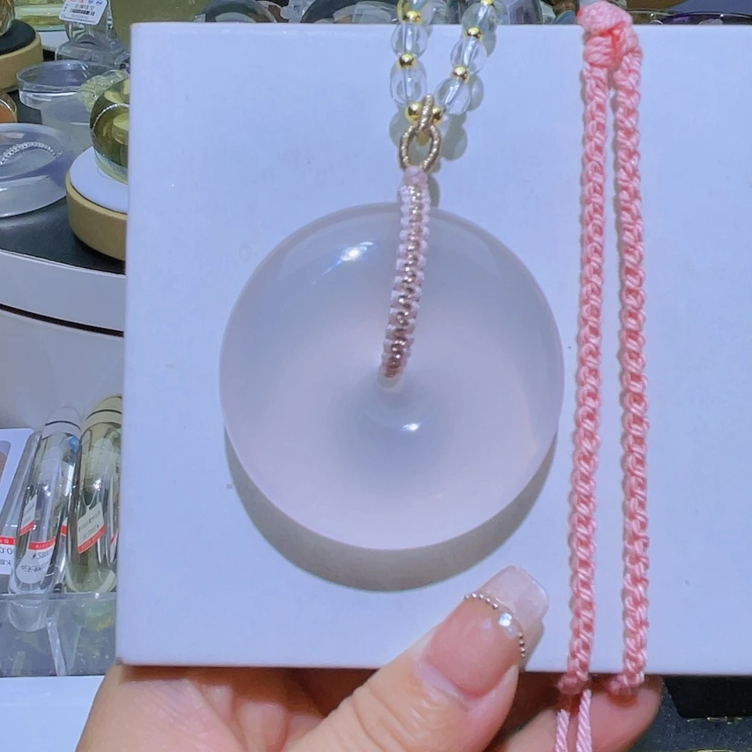 水晶颈饰未镶嵌天然粉水晶平安扣