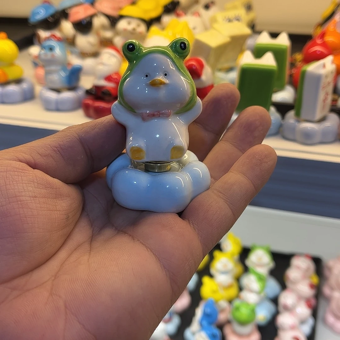 陶摆件陶瓷转转绿色压压