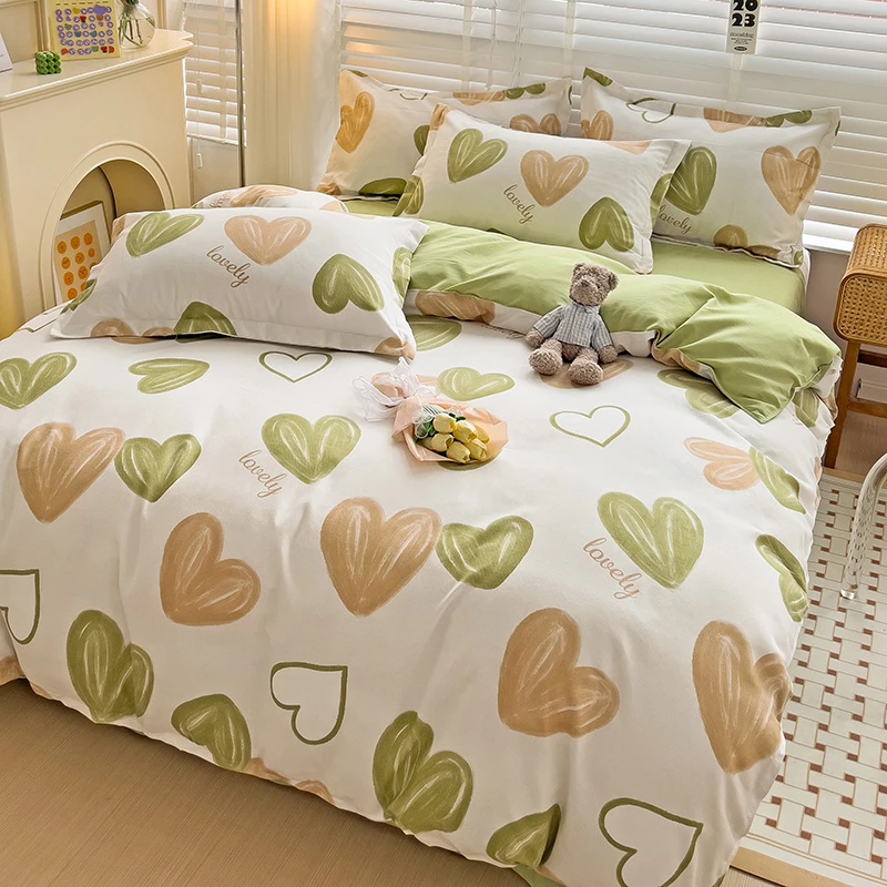高级感新款清仓亲肤棉印花小清新床单四件套磨毛学生宿舍秋冬家居