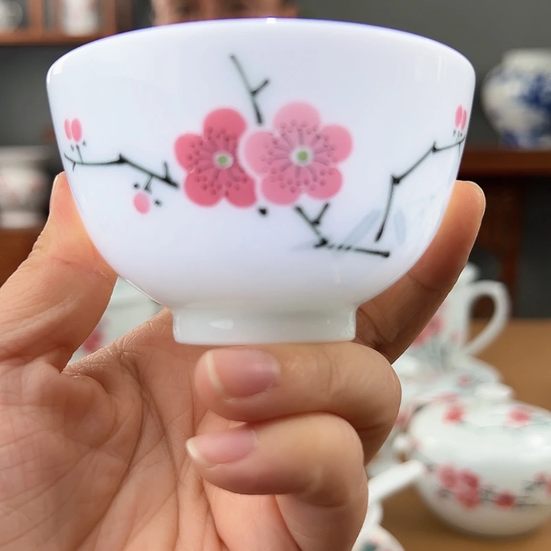 翠竹红梅直口杯杯