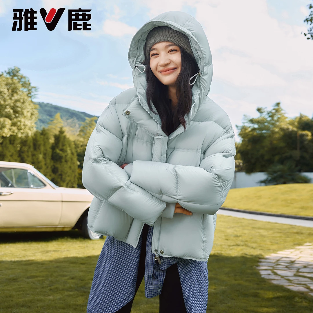 【95绒】雅鹿泡芙短款羽绒服女高蓬加厚2025新品时尚甜美百搭外套