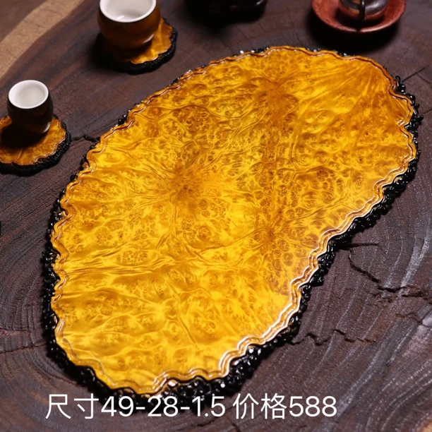 黄金樟茶盘干泡托盘缅花承盘壶垫高端整块原木树根满榴花随形茶具