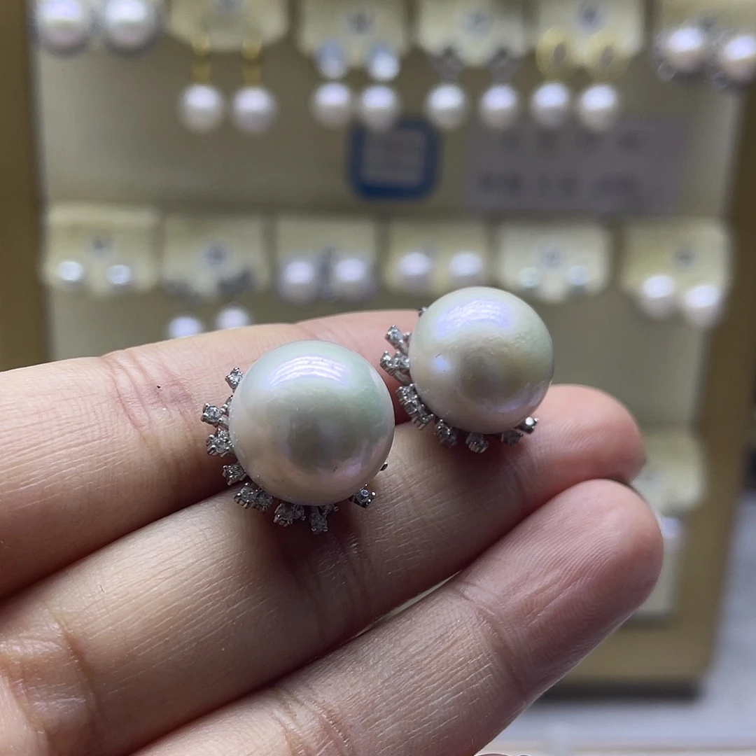 耳饰淡水珍珠银S925镶嵌