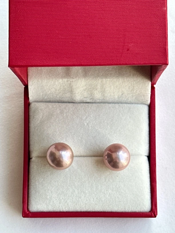 天然淡水珍珠11-12mm高级气质极光炫彩紫珠水桶素耳钉R588