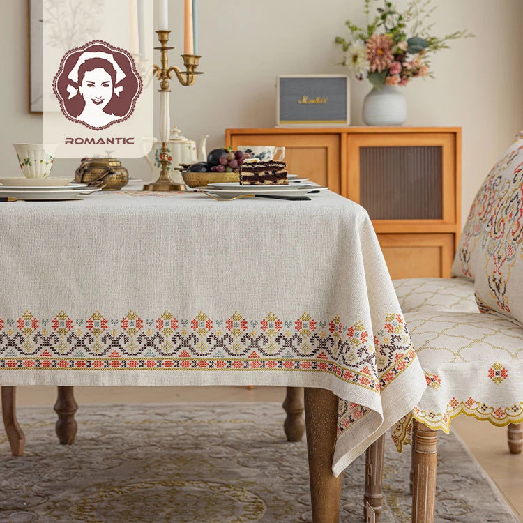 Romantic 切实美彩色桌布 新疆维吾尔民族风家用长方形桌布