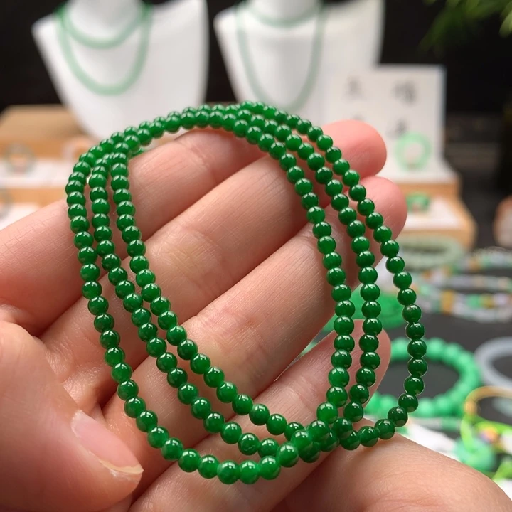 翡翠未镶嵌项链天然缅甸A货翡翠 卡3mm