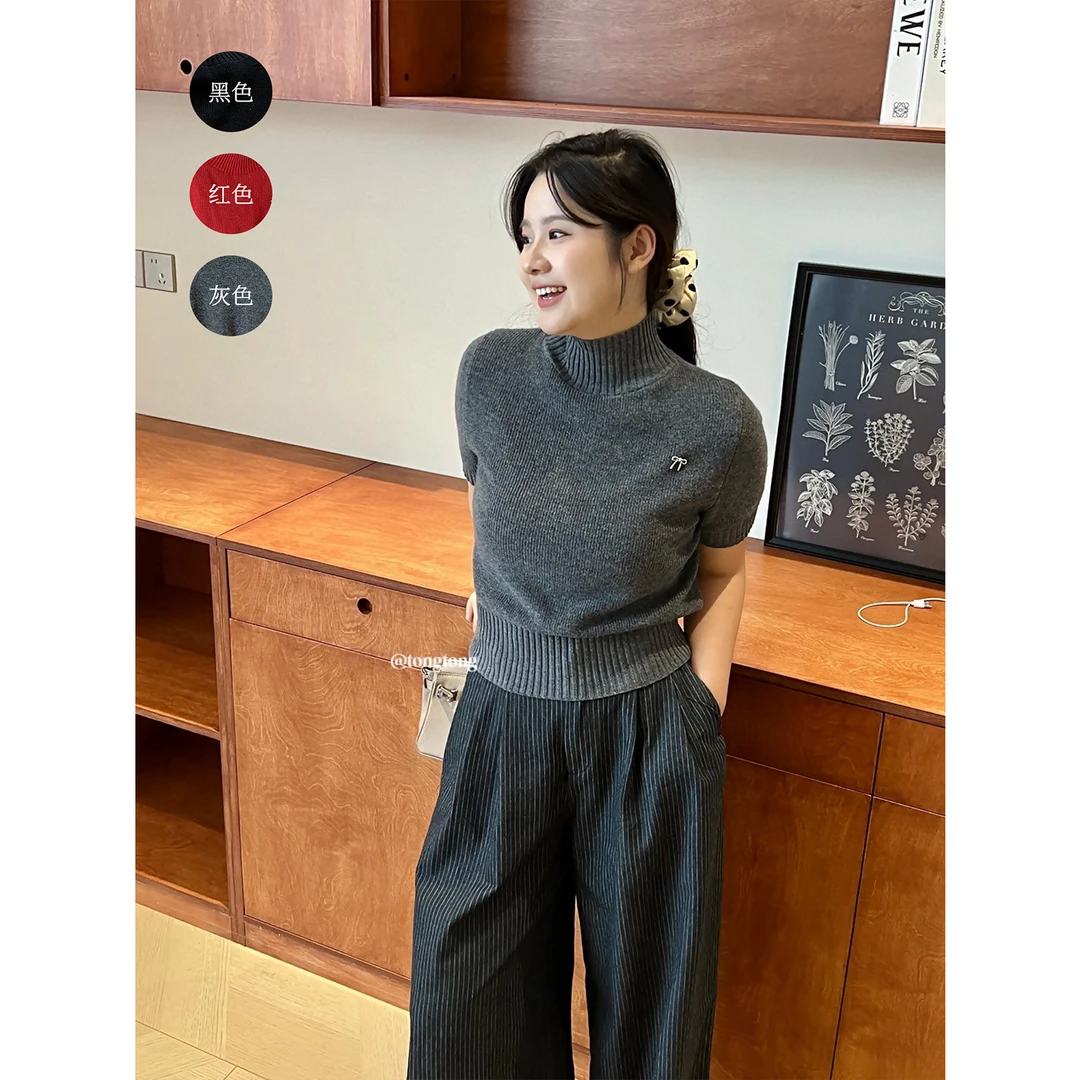 张桶桶QC【南港的秋】三色气质优雅简约半高领显瘦针织衫ST3608