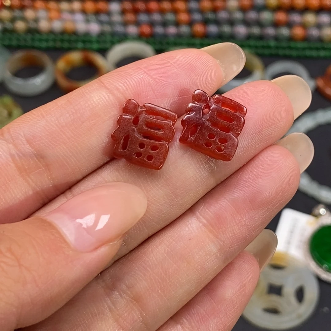 R***n翡翠散珠红翡双福