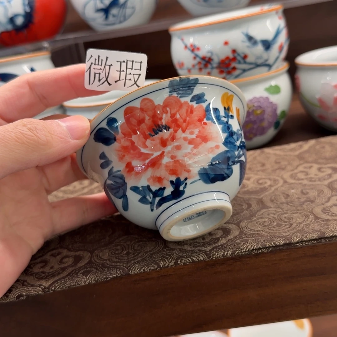 釉下手绘茶具微瑕
