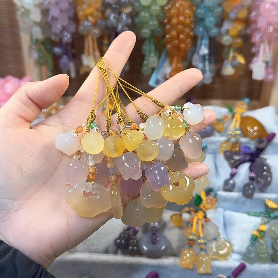 玛瑙/玉髓手机挂件福利款通货料子不挑随机发货未镶嵌