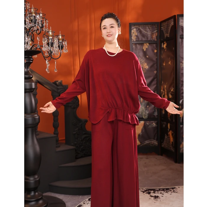 新款时尚气质妈妈装新年喜庆显瘦上衣裤子裙子