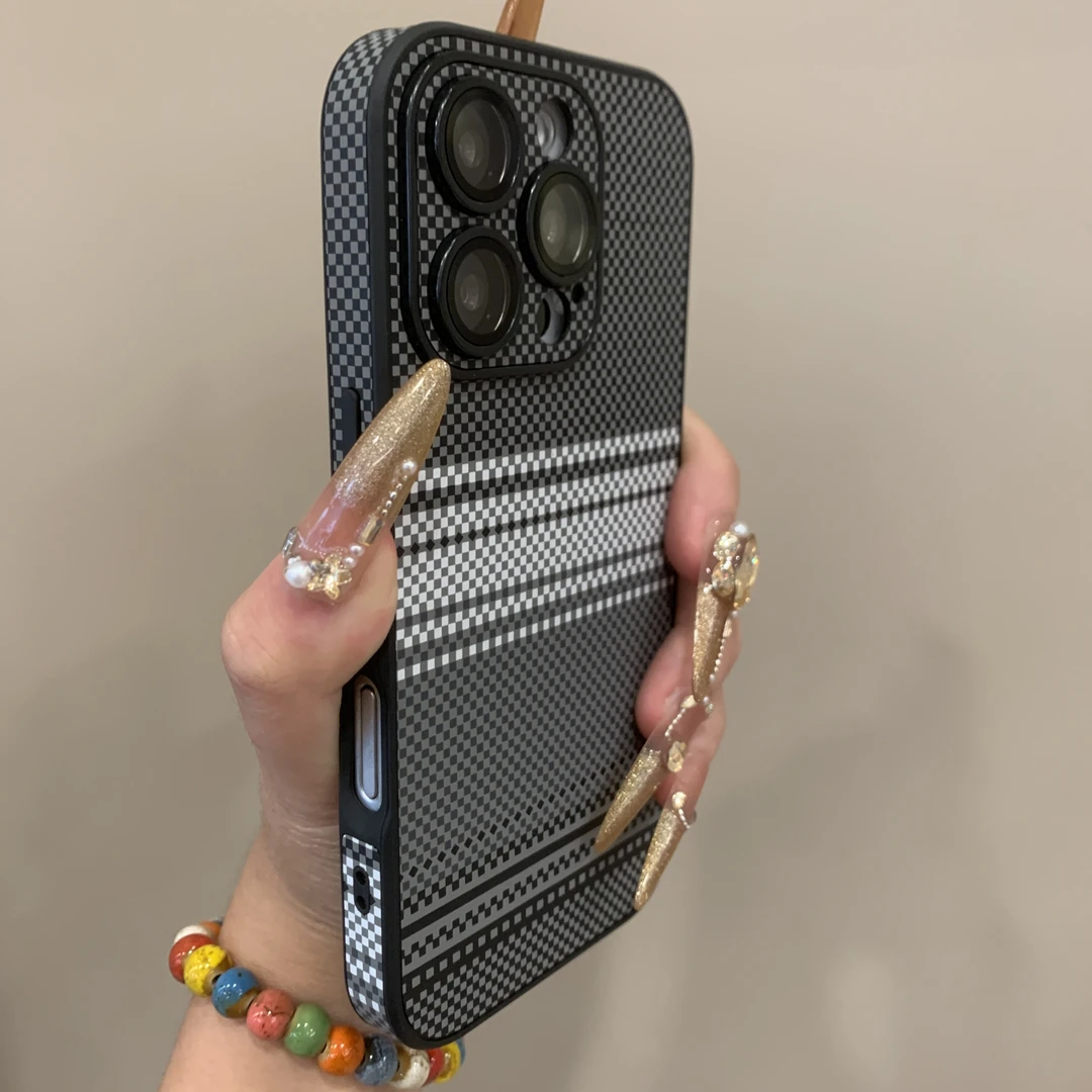 全包边凯夫拉纹适用iPhone16promax手机壳17pro情侣15防摔14软13