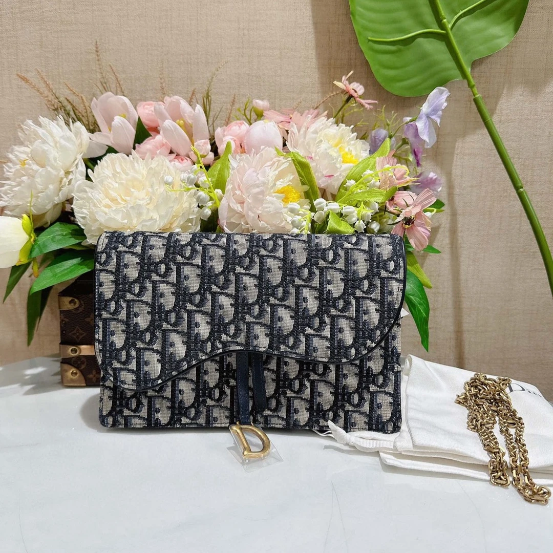 99新 DIOR/迪奥 老花马鞍woc链条包