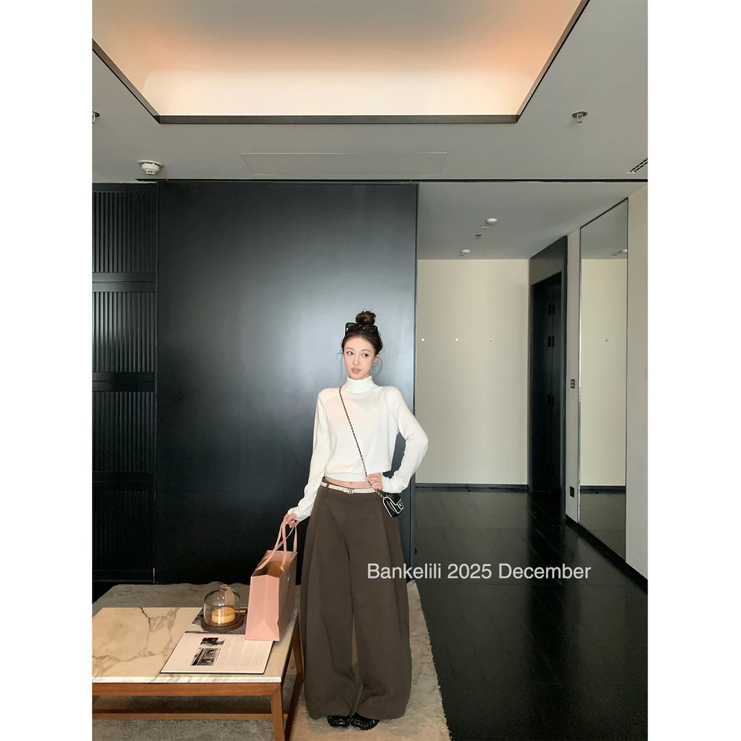 板栗可可12.8/20点'全勤神裤'复古高级感荃棉褶裥结构百搭裤子女