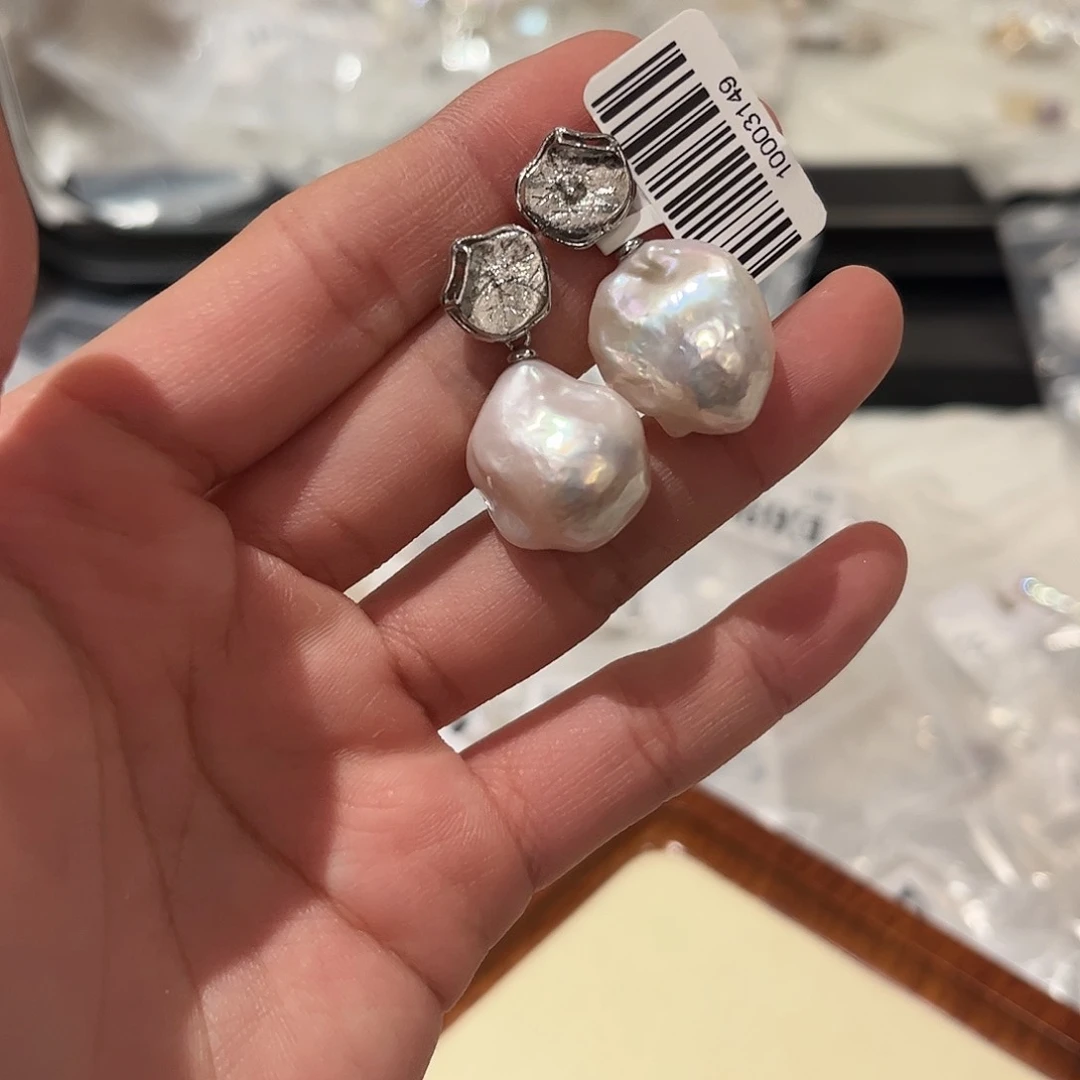 合金淡水珍珠耳饰
